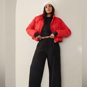 Athleta Summit Cropped Puffer Red